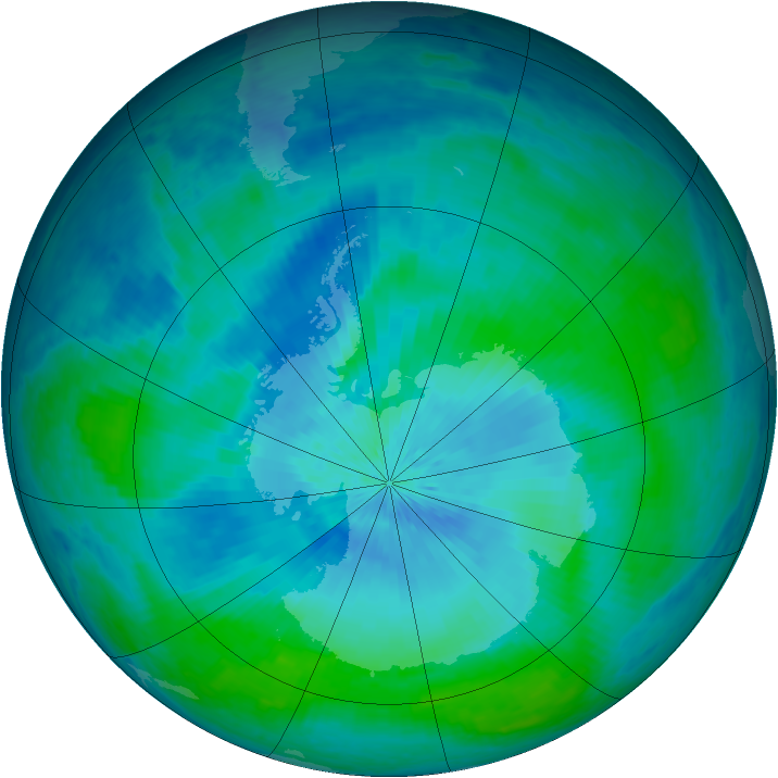 Antarctic ozone map for 24 February 2004
